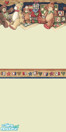 Sims 2 — Country Teddy Wall 07 by wytetygryss — One of ten walls features a border of adorable teddy bears with country