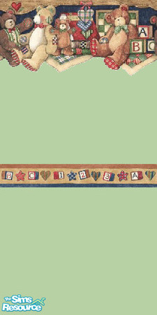 Sims 2 — Country Teddy Wall 06 by wytetygryss — One of ten walls features a border of adorable teddy bears with country