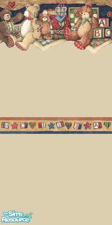 Sims 2 — Country Teddy Wall 05 by wytetygryss — One of ten walls features a border of adorable teddy bears with country