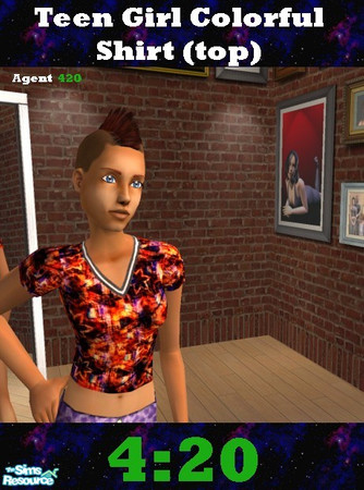 Sims 2 — Very Colorful Shirt 1 by Agent420 — This is a very colorful shirt. Intense vibrant patterns on a semi-tight