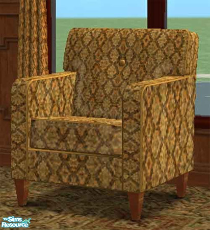Sims 2 — Classic Golden Chair by AletheiaSim — Classic golden and ruby patterned upholestry