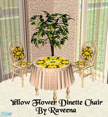 Sims 2 — Yellow Flower Dinette Chair by Raveena — This is the file for the chair only. You need Mummysim's mesh for this