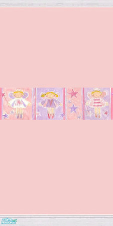 Sims 2 — Fairy Kidz by sallyhails — Pink Paint with Fairy Border 2. Last in my series of Fairy Kidz Walls.
