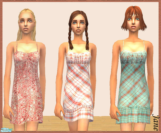 Sims 2 — Teen summer dress collection by janhen06 — This collection consists of three dresses; one with floral pattern,