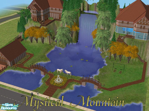 Sims 2 — Mystical Mountain by Vampire Seductress — Mystical Mountain was built on a large lot surrounding a waterfall. It