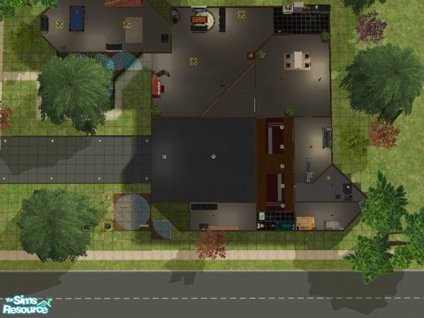 Sims 2 — Oddity Spire by Darkshado — A spired tipped house. I furnished it myself as that seems all the rage these