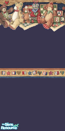 Sims 2 — Country Teddy Wall 03 by wytetygryss — One of ten walls features a border of adorable teddy bears with country