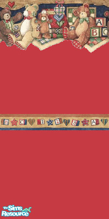 Sims 2 — Country Teddy Wall 02 by wytetygryss — One of ten walls features a border of adorable teddy bears with country