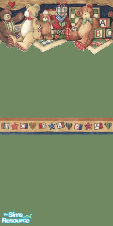 Sims 2 — Country Teddy Wall 01 by wytetygryss — One of ten walls features a border of adorable teddy bears with country