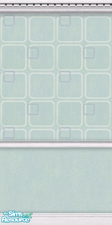 Sims 2 — Geometric Design by Snowbelle — Mint green walls and floor floor with grey and pale green square design.