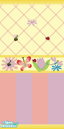Sims 2 — Flowers and Bugs Wallpaper by kikker_205 — A beautiful nurserie for all your cute little girls. Part of 'Flowers