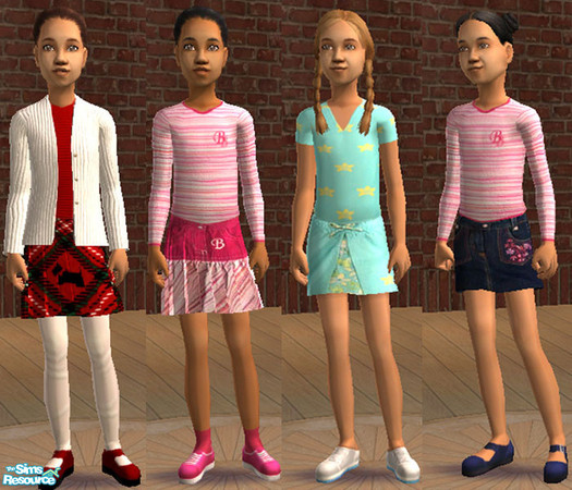 Sims 2 — Girls september set by Briher — September outfits for girls. 1 set, 2 tops and 3 skirts. To match what ever