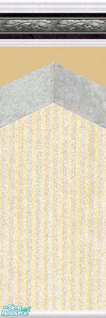 Sims 2 — Gold by Lorah — Gray zig zag'd border with striped wallpaper and paint. Blue sky, candy pink, fresh green, gold,