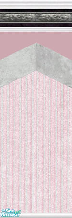 Sims 2 — Candy Pink by Lorah — Gray zig zag'd border with striped wallpaper and paint. Blue sky, candy pink, fresh green,
