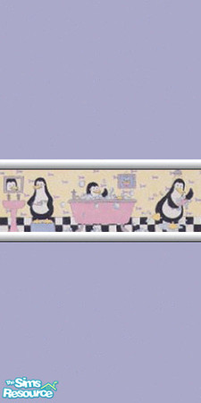 Sims 2 — Penguin Bathroom Collection 10 by wytetygryss — One of a set of 12 painted walls featuring a border of penguins