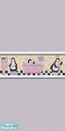 Sims 2 — Penguin Bathroom Collection 09 by wytetygryss — One of a set of 12 painted walls featuring a border of penguins