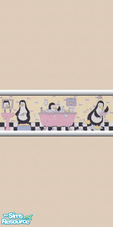 Sims 2 — Penguin Bathroom Collection 08 by wytetygryss — One of a set of 12 painted walls featuring a border of penguins