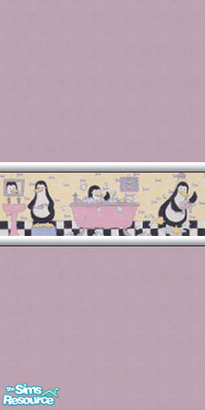 Sims 2 — Penguin Bathroom Collection 07 by wytetygryss — One of a set of 12 painted walls featuring a border of penguins