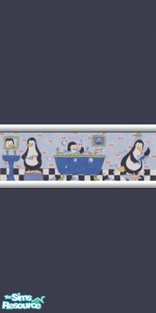 Sims 2 — Penguin Bathroom Collection 05 by wytetygryss — One of a set of 12 painted walls featuring a border of penguins