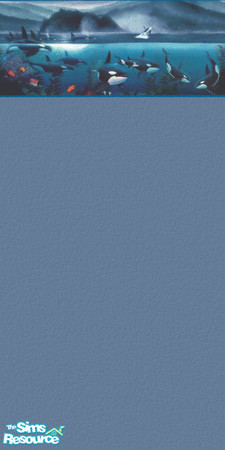 Sims 2 — Orca Bordered Painted Wall 02 by wytetygryss — One of a set of 6 painted walls with a border of Orcas enjoying