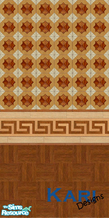 Sims 2 — Wood'n'Tile Mid Border by kariminger — Perfect for the bathroom or kitchen, but most can also be used outside.