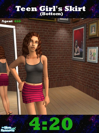 Sims 2 — Weird Hot Pink & Black Skirt by Agent420 — This weird skirt is Hot Pink and Black. It is striped and ready
