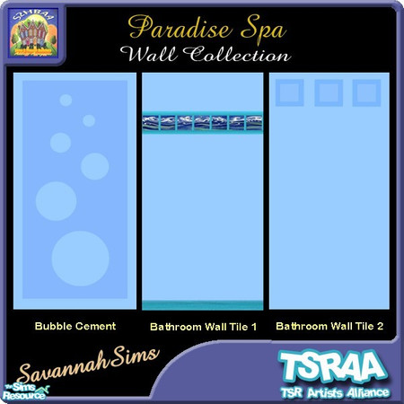 Sims 2 — TSRAA - S2HBAA - Paradise Spa Walls by oldmember_SavannahSims — The Paradise Spa Wall Collection contains 2 wall