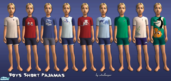 Sims 2 — Boys Short Pajamas by TSR Archive — Short pajamas for boys for warm summer nights.