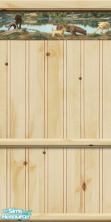 Sims 2 — Knotty Pine Paneling - Dogs by Bitzybus — Collection 2. The second of three matching sets. Knotty pine paneling
