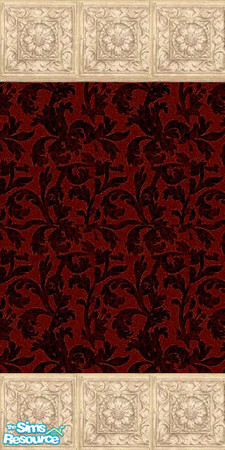 Sims 2 — Royal Red Wall Panel by ead425 — deep red and light wood
