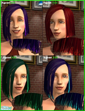 Sims 2 — Color Layered Hair Set by Agent420 — This is a great 4 piece set of Color Layered Hair out just in time for the