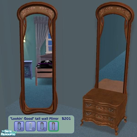 Sims 2 — [MESH] Lookin' Good Wall Mirror by Dr Pixel — A tall wall Mirror, designed to fit with the One Tile Dresser, but
