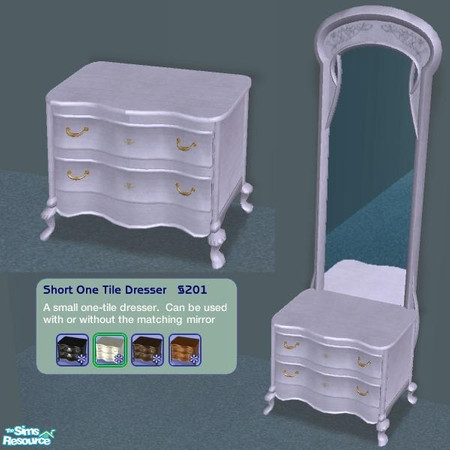 Sims 2 — One Tile Dresser - White Recolor by Dr Pixel — A recolor for my small, one-tile dresser. Will NOT work without