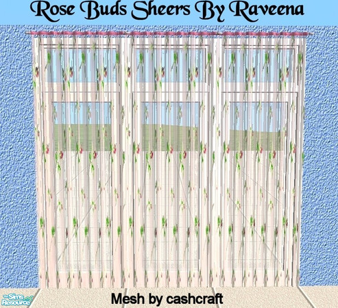 Sims 2 — Rose Buds Sheer Curtain by Raveena — Tiny rose buds adorn a sheer curtain. You need cashcraft\'s curtain mesh