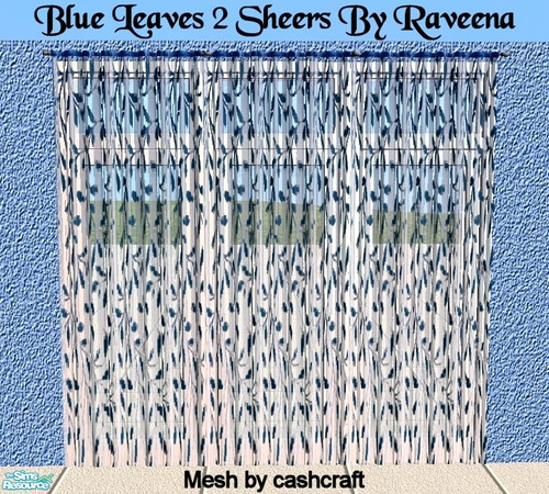 Sims 2 — Blue Leaves 2 Sheer Curtain by Raveena — You need cashcraft\'s curtain mesh for these curtains to work in the