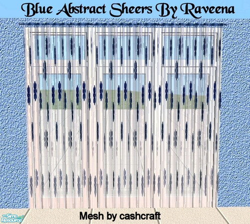 Sims 2 — Blue Abstract Sheer Curtain by Raveena — You need cashcraft\'s curtain mesh for these curtains to work in the