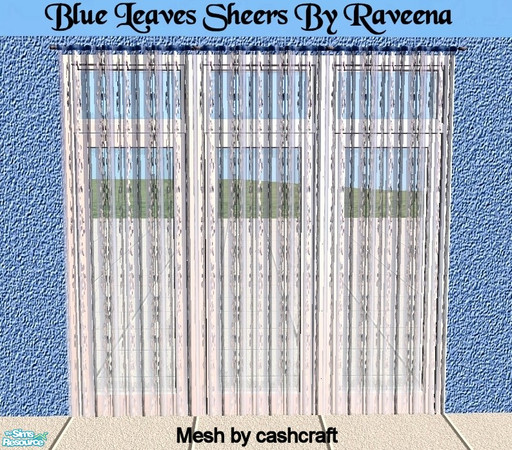 Sims 2 — Blue Leaves Sheer Curtain by Raveena — You need cashcraft\'s curtain mesh for these curtains to work in the