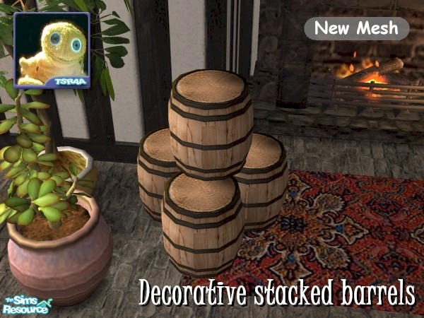 Sims 2 — Decorative stack of barrels by Cyclonesue — A decorative stack of barrels to adorn any beer-drinking Sim's home!
