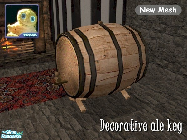 Sims 2 — Medieval Keg by Cyclonesue — A decorative keg - it dried up long ago, but Sims might still like looking at it!