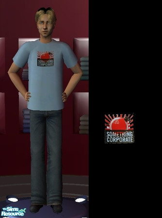 Sims 2 — Something Corporate rising sun by law3 — A pale blue t-shirt for men, with the 'Something Corporate' rising sun