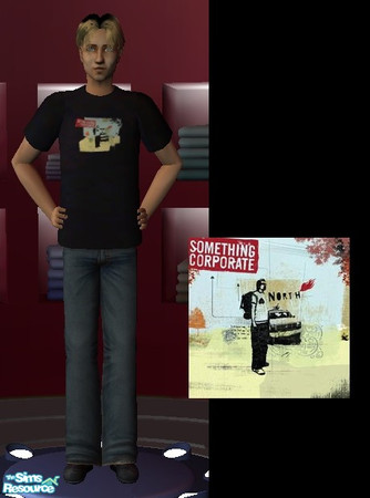 Sims 2 — Something Corporate North by law3 — A black t-shirt for men, with cover art from the Something Corporate album