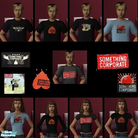 Sims 2 — Something Corporate t-shirt set by law3 — Nine t-shirts for adult men and women, each featuring a Something