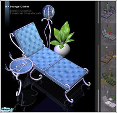 Sims 2 — IRA Lounge Corner by Sunair — 1 mesh set (lightwood) and 5 recolor sets (black, blue, darkwood, nature and