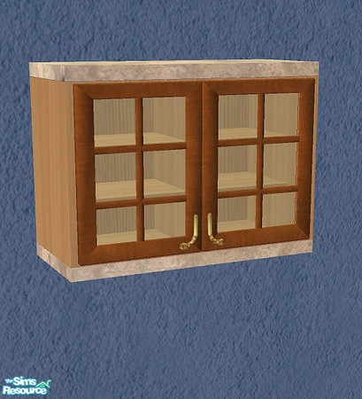 Sims 2 — Art Nouveau Upper Cabinet - glass by Bitzybus — Matching cabinets for the Art Nouveau counters. **TSRAA