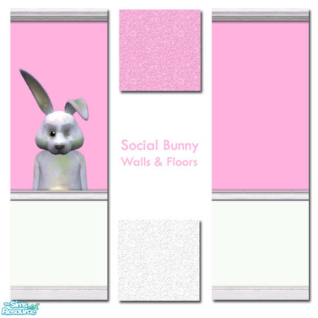 Sims 2 — "Social Bunny" Wall and Floor set by prin6je — A small wall and floorset featuring the most beloved