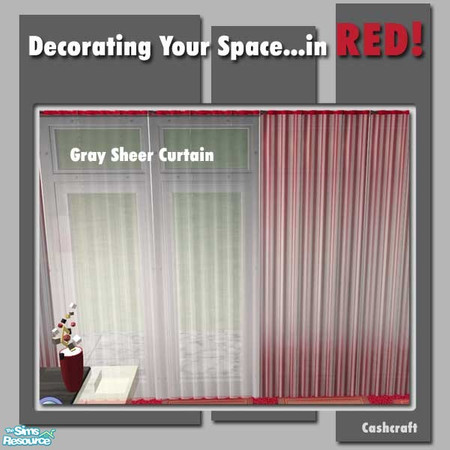 Sims 2 — Gray Sheer Curtain by Cashcraft — Requires both curtain meshes from the Decorating Your Space set, straight (see