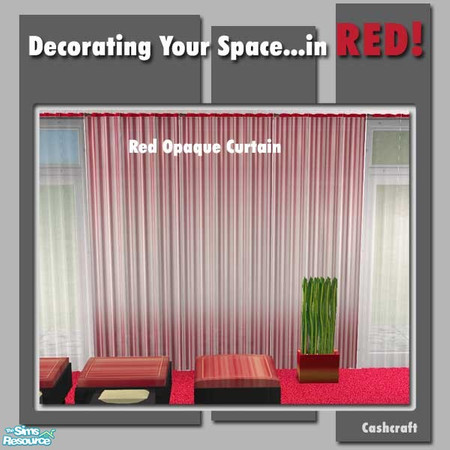 Sims 2 — Red Opaque Curtain by Cashcraft — Requires both curtain meshes from the "Decorating Your Space" set,