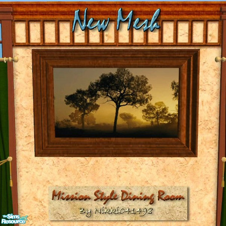 Sims 2 — Mission Sunset Painting by Nikki041498 — *New Mesh* Massive dark pine frame compliments the hauntingly beautiful