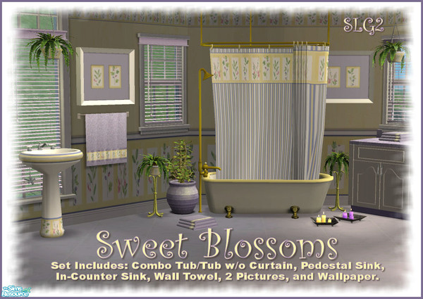 Sims 2 — Sweet Blossoms Bathroom Set by SimsLvrGrl — As Summer draws to a close, the aroma of Sweet Blossoms lingers.