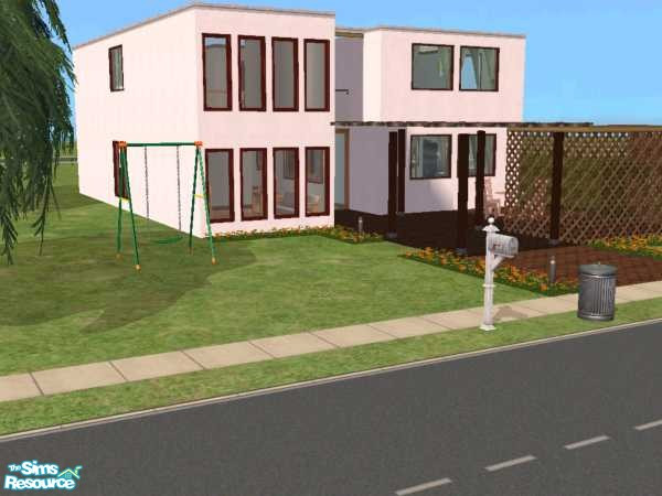 Sims 2 — The Leca by monmel — A modern family home w/ 3 bedroms, a open plan kitchen and livingrom, 2 baths and a large